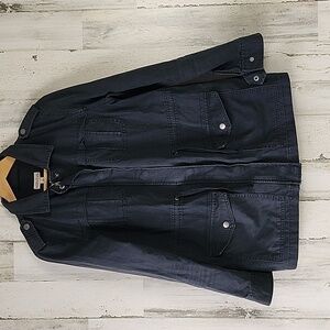 Merona faded black barn chore cargo coat jacket zipup snap tie Size Medium